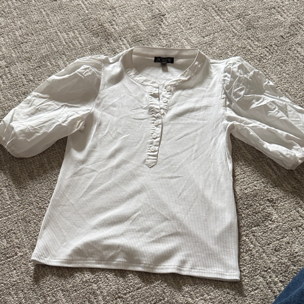 J. Crew Ivory Puff Sleeve Blouse